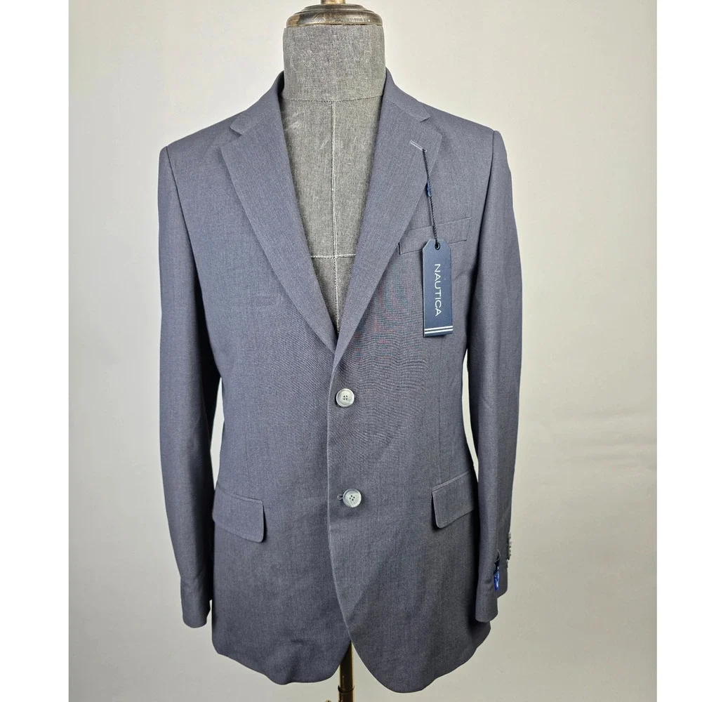 Nautica 2 Piece Suit Mens Chest 36R Pants‎ 30Wx30L Charcoal Modern Fit NWT